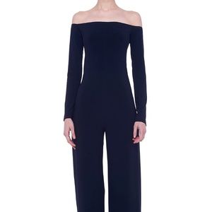 Norma Kamali Black Off-Shoulder Jumpsuit - Small (36)